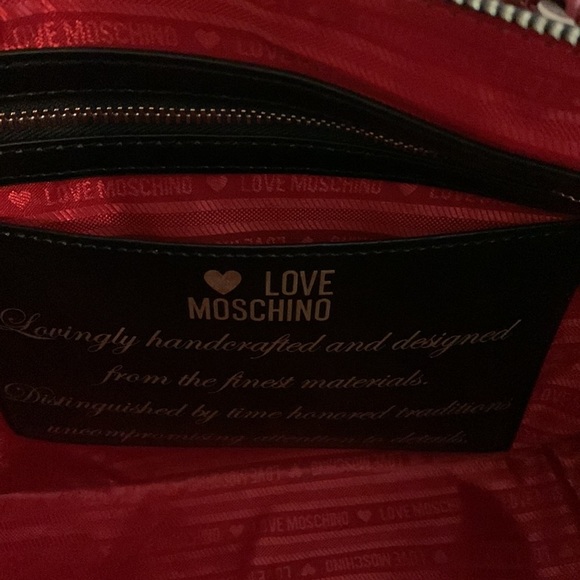 Love Moschino red and black studded leather satchel purse with logo - Picture 9 of 9